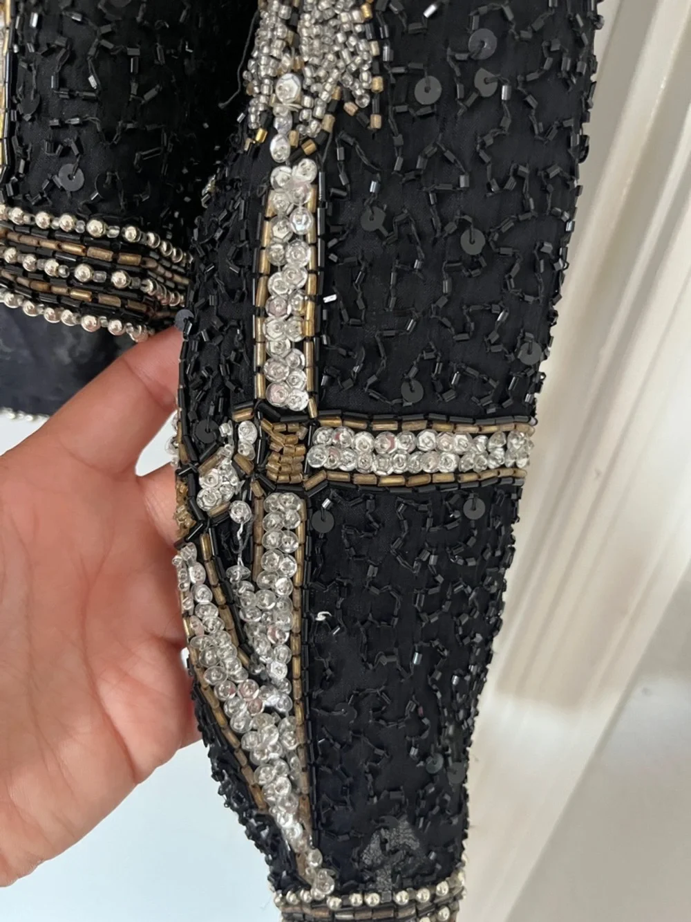 Vintage Embellished Black Sequin Cropped Jacket - Picture 12 of 16